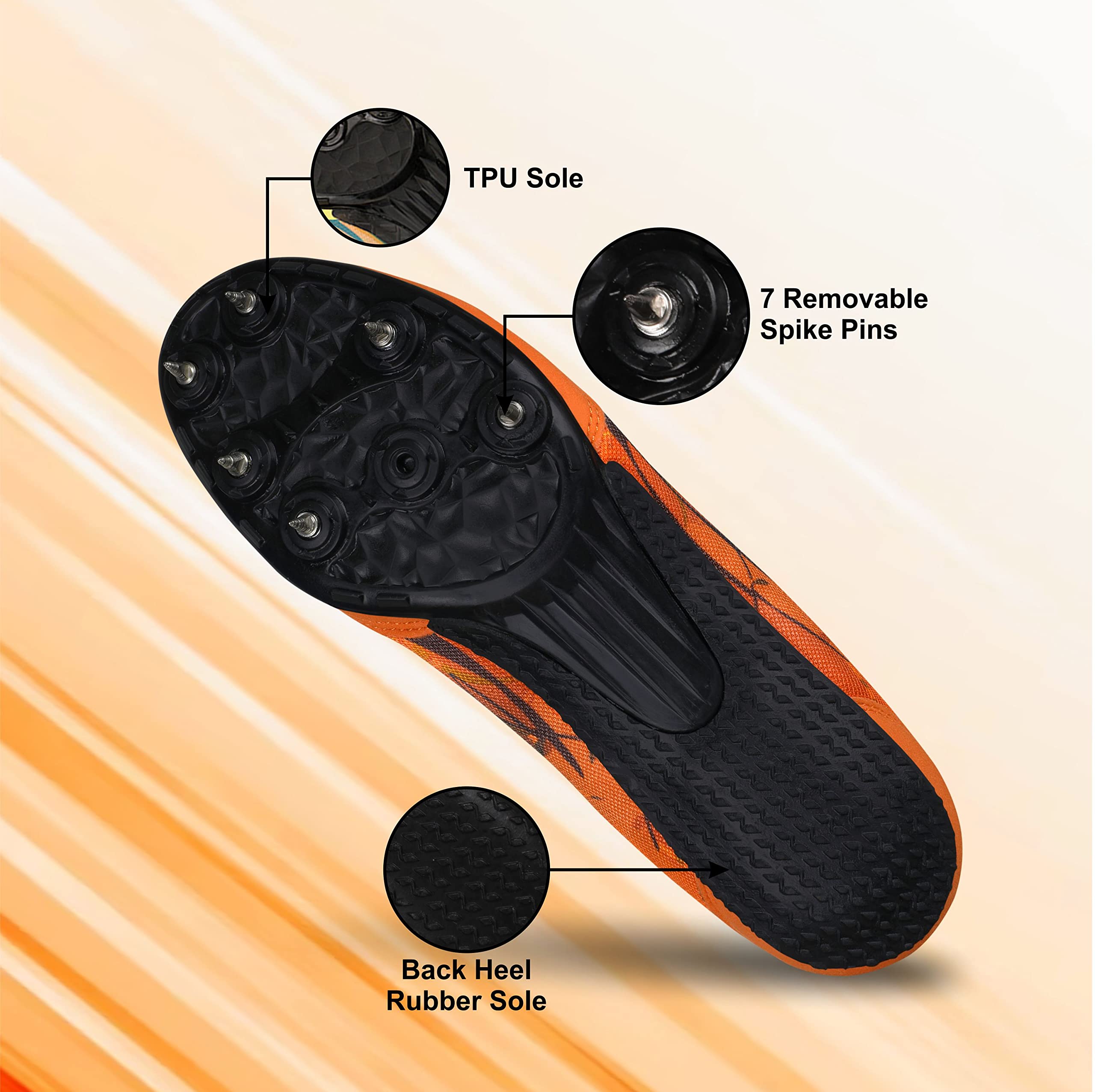 Nivia Zion-1 Running Spikes for Men - Orange - Image 3
