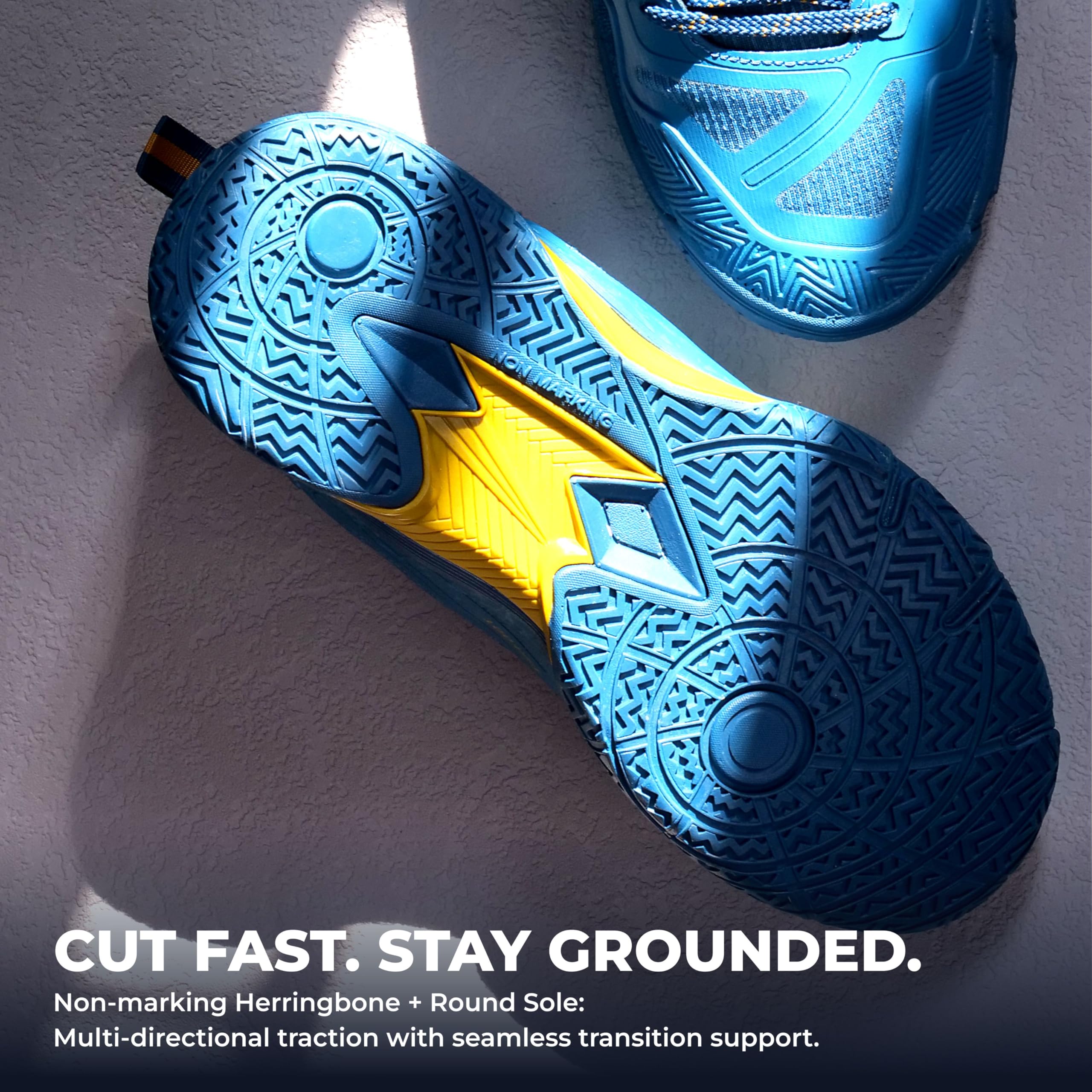 Nivia Powerstrike 4.0 Men's Badminton Shoes - Blue Yellow - Image 3