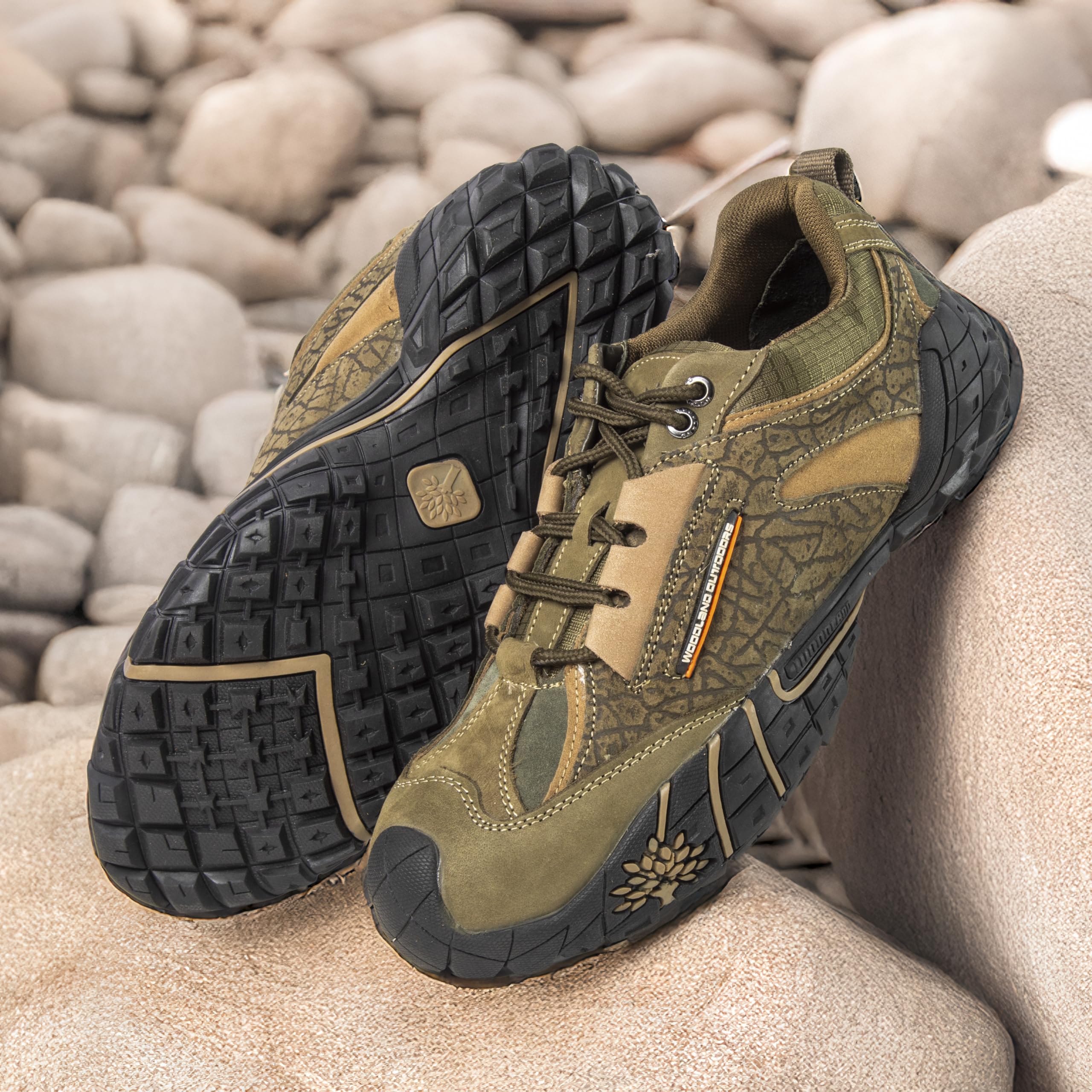 Woodland Men's Olive Green Nubuk Buff Casual Shoes - Image 4