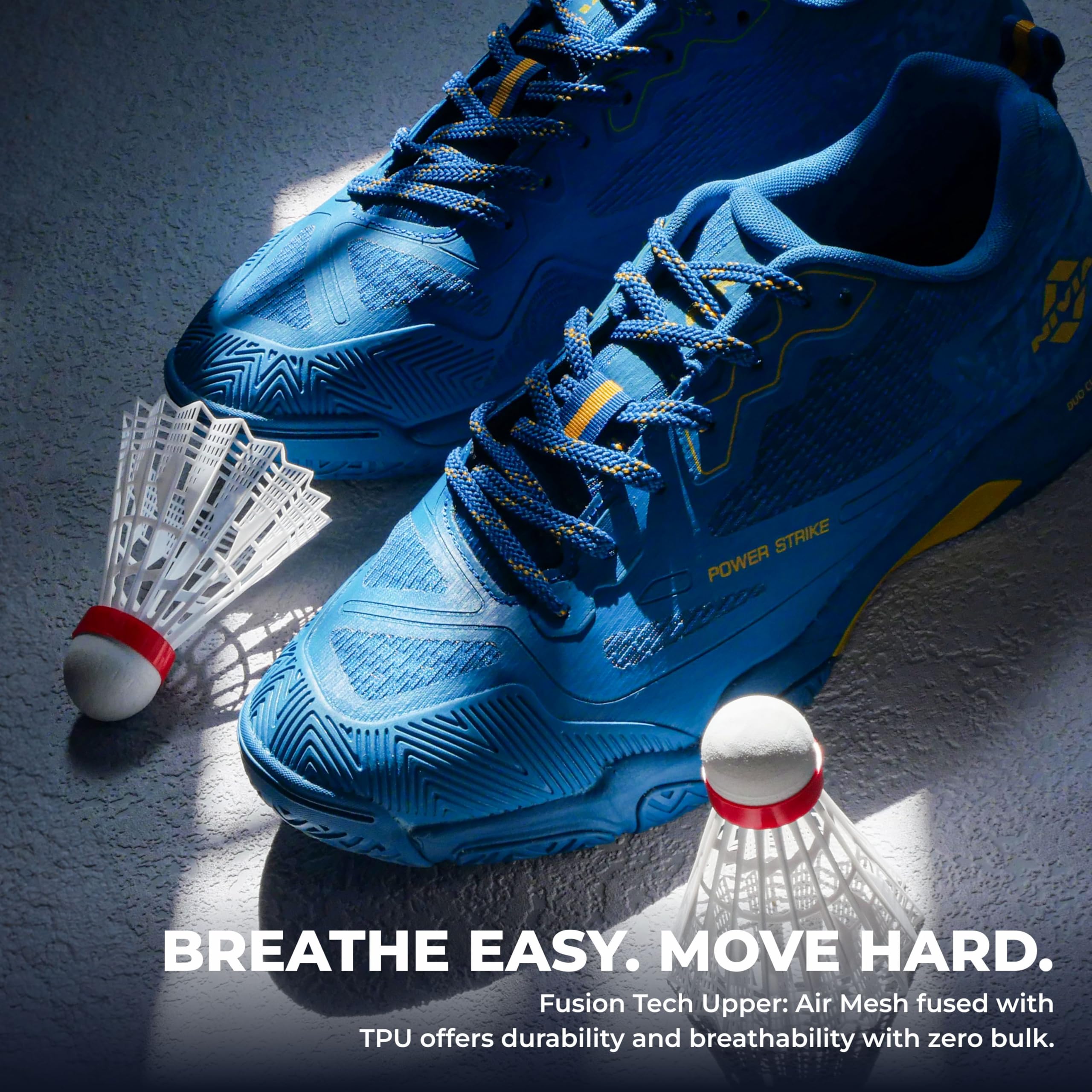 Nivia Powerstrike 4.0 Men's Badminton Shoes - Blue Yellow - Image 2