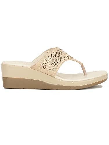 Bata Women YARA WEDGE THONG Heels - Tan - Image 4