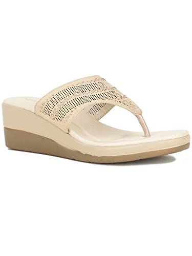 Bata Women YARA WEDGE THONG Heels - Tan - Image 2