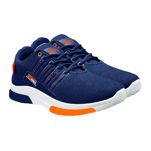 BRUTON Shoes Casual Sports Running Shoes for Men - Blue Orange - Image 2