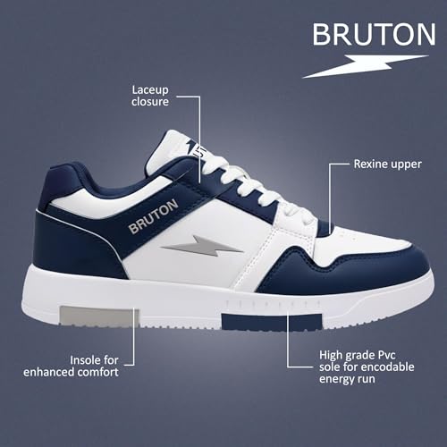 BRUTON Lightweight Sneakers Casual Shoes for Men - White - Image 4