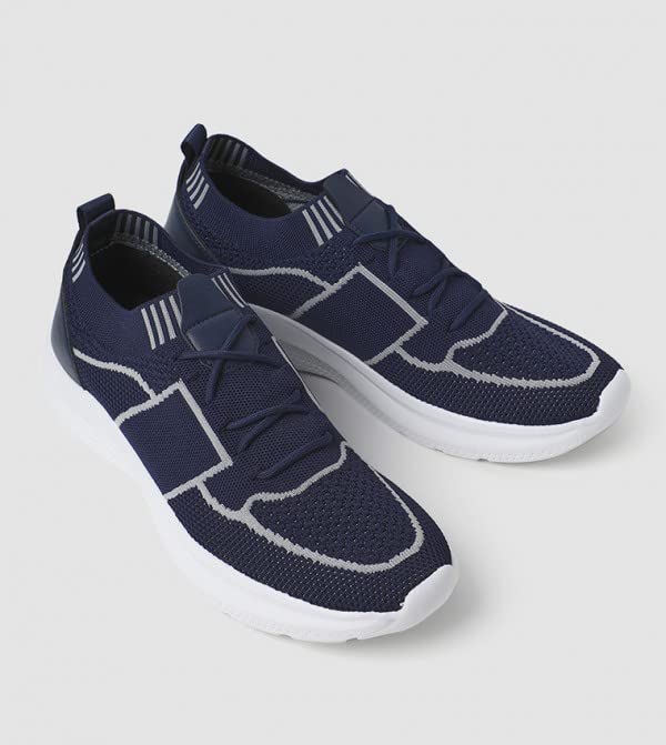 ATHLETIQ Men's Color Blocked Low Top Sneakers - Blue - Image 4