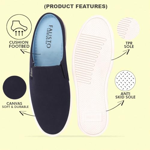 FAUSTO Men's Casual Canvas Slip On Shoes - Image 5