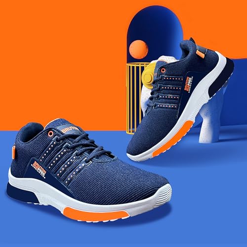 BRUTON Shoes Casual Sports Running Shoes for Men - Blue Orange - Image 3