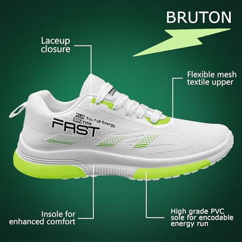 BRUTON Men's Running Casual Gym Sports Shoes - White - Image 5