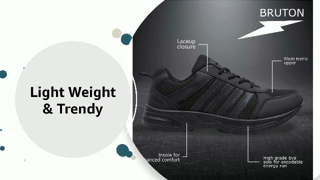 BRUTON EVA Lite Sport Shoes for Men - Black - Image 3