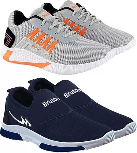 BRUTON Combo Pack Sneakers Running Casual Shoes - Blue Grey
