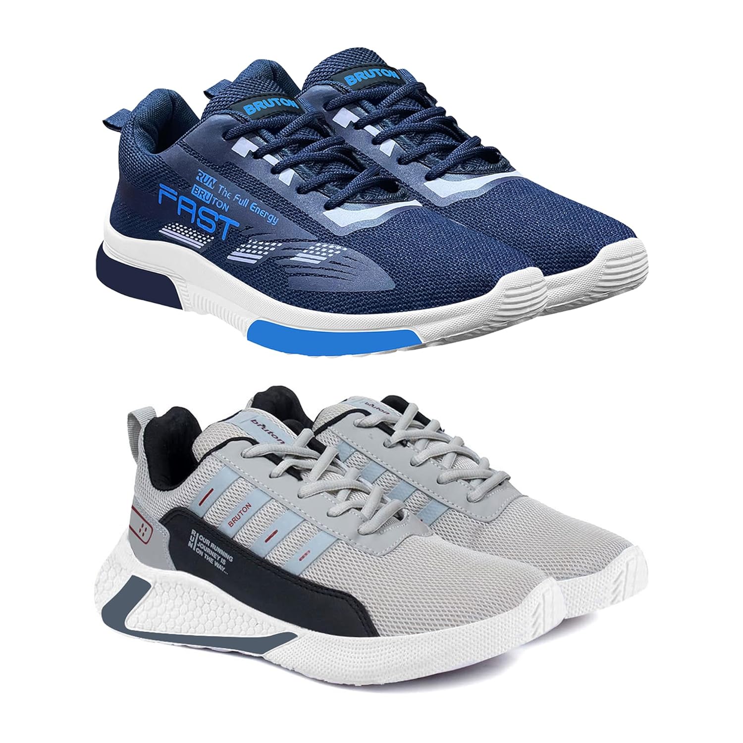 BRUTON Running Shoes for Men - Combo Pack (Blue, Grey)